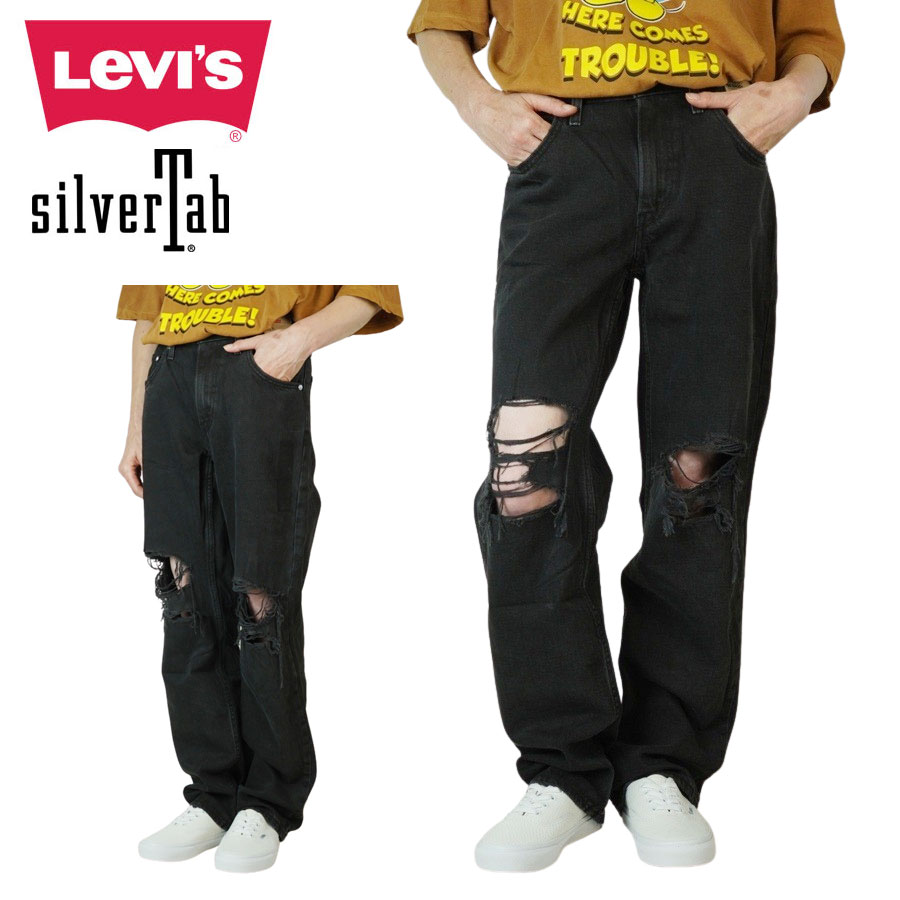 レディース デニムパンツリーバイス LEVISSILVERTAB 94 BAGGY　DESTRUCTEDシルバータブ 94 バギー ディストラクテッドBL
