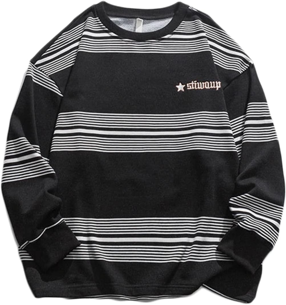 パーカー トレーナー 男性 春 ストライプ柄 クラシック 長袖 カジュアル シンプル カッコイイ 丈長め ラウンドネック 体型パカー 秋服 プルオーバー ソフト オシャレ 通気 ストレッチ