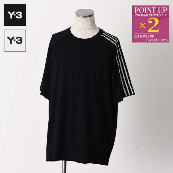 トップス RAW EDGE 3 STRIPES SHORT SLEEVE TEE メンズ ユニセックス ブラック ホワイト コットン