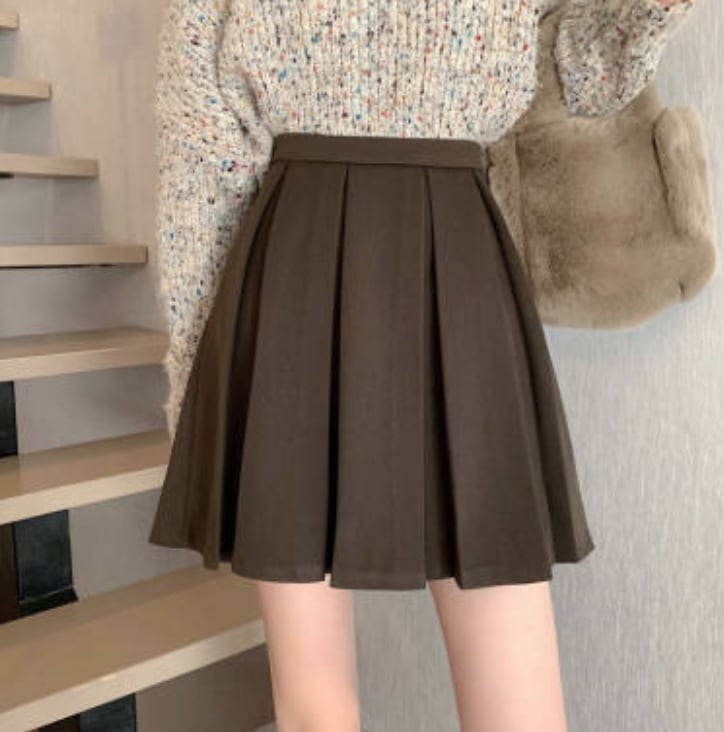 スカート デート ミニスカート プリーツスカート ショート ショート丈 プリーツ ハイウエスト 無地 個性的 ブラウン グレー ブラック S M L XL こなれ感 エレガント クール