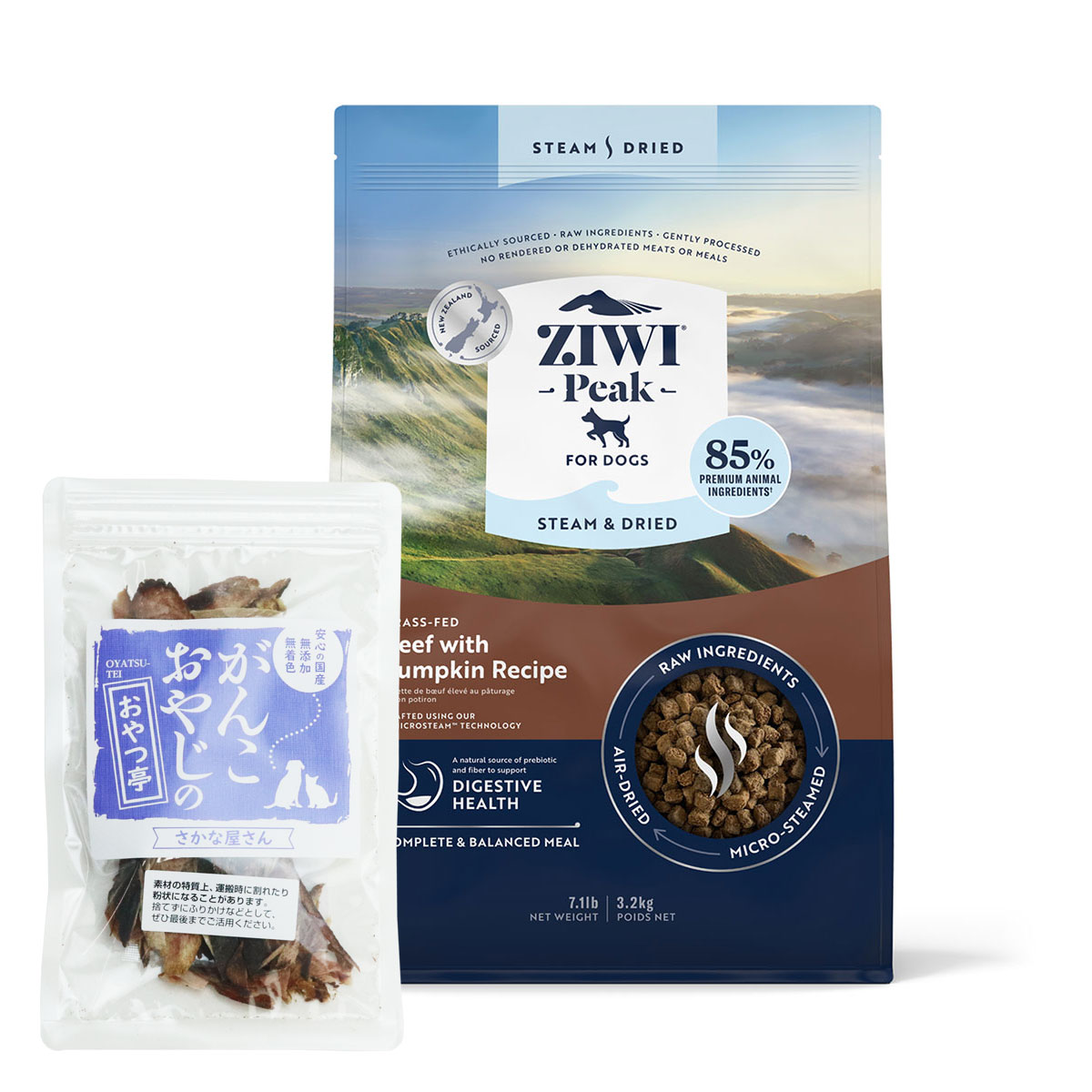 スチーム & ドライ・ドッグフード グラスフェッドビーフ with パンプキン レシピ 3.2kg【国産無添加さかなのおやつ付き】
