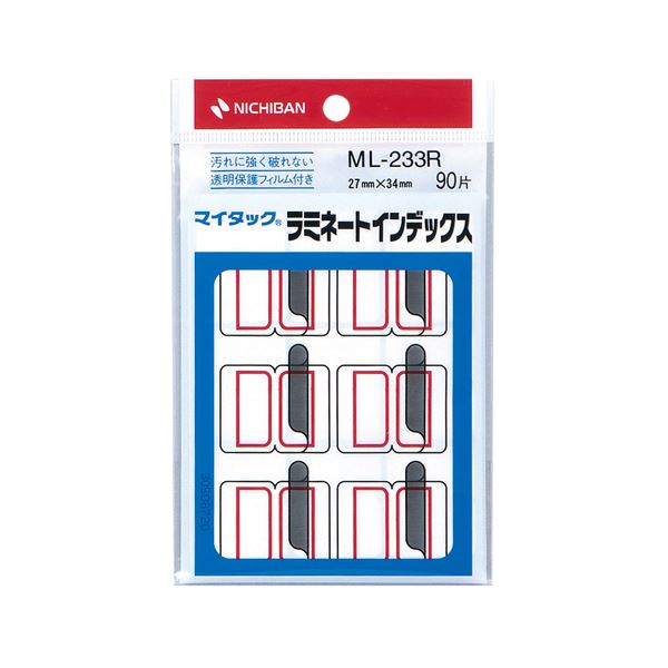 (まとめ) ニチバン マイタック ラミネートインデックス 保護フィルム付 大 27×34mm 赤枠 ML-233R 1パック(90片：9片×10シート) (×30セット) 6,247円
