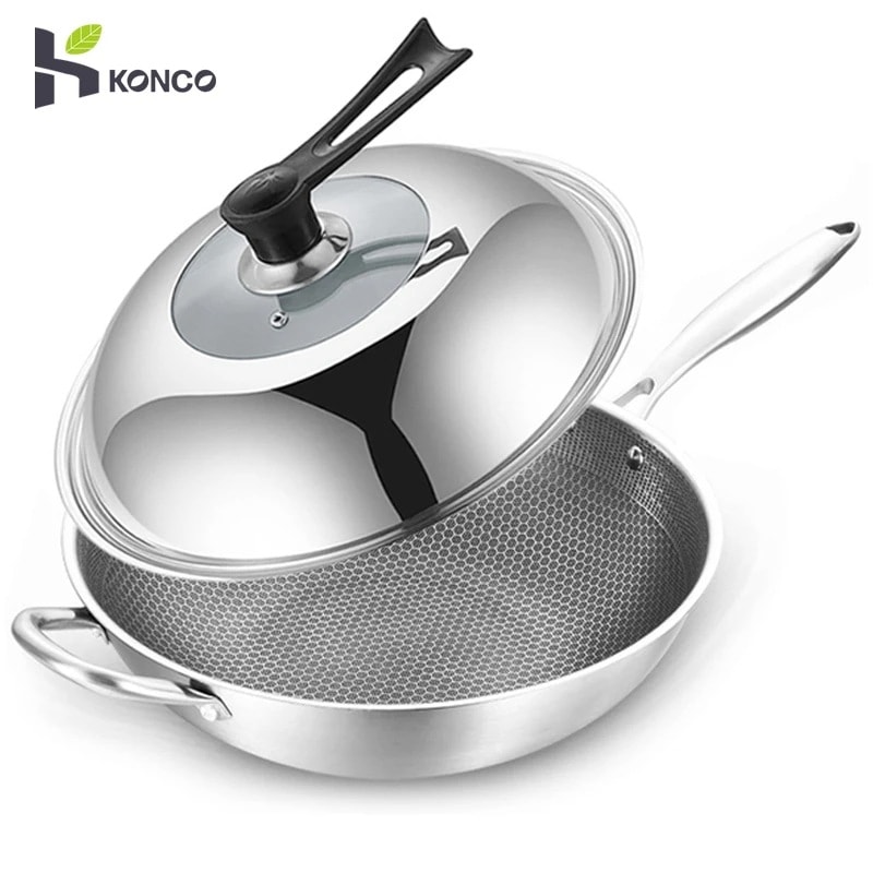 ステンレス鋼鍋鍋オイルスモークなしのハニカムフライパンガスおよび電磁調理器キッチンツールに適しています