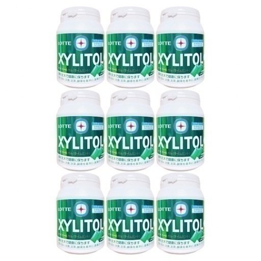 キシリトールガム ライムミント メガボトル 290g 9個セット ボトルガム 大容量 緑のボトル