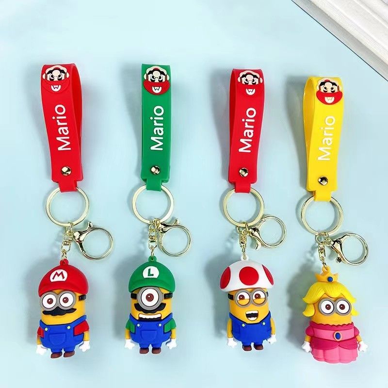 クリエイティブ漫画変装マリオキーホルダーレトロゲームかわいいキノコ王女キーチェーン男女ストラップ