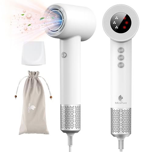 MiroPure ドライヤー 大風量 低温 速乾1500W 110000回転数 5m/min 収納袋付き ヘアドライヤー 1億高濃度マイナスイオン 15モード調節 恒温ヘアケア 温冷リズムモード 静