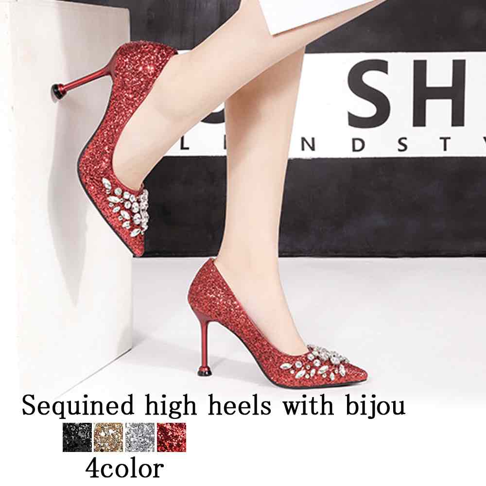 パンプス レディース ビジュー付きスパンコールハイ 革 人気 ブランド 春 大きいサイズ サンダル ストラップ 歩きやすい おしゃれ 幅広 疲れない フラット 冬 痛くない 靴下 ヒール レザー 夏