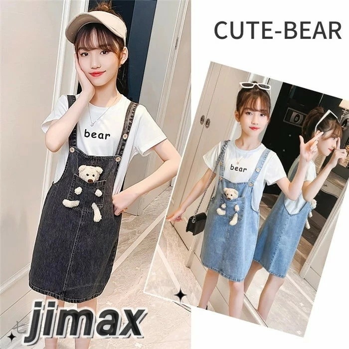 子供服 セットアップ キッズ 女の子 韓国子供服 上下セット 2点セット トップス 半袖 Tシャツ ミニスカート デニム 可愛い 春夏 通学着 通園着 新品 ホワイトデー