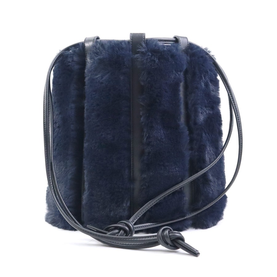 VASIC ヴァジック ショルダーバッグ フェイクファー/レザー ネイビー×ブラック レディース 55804f
