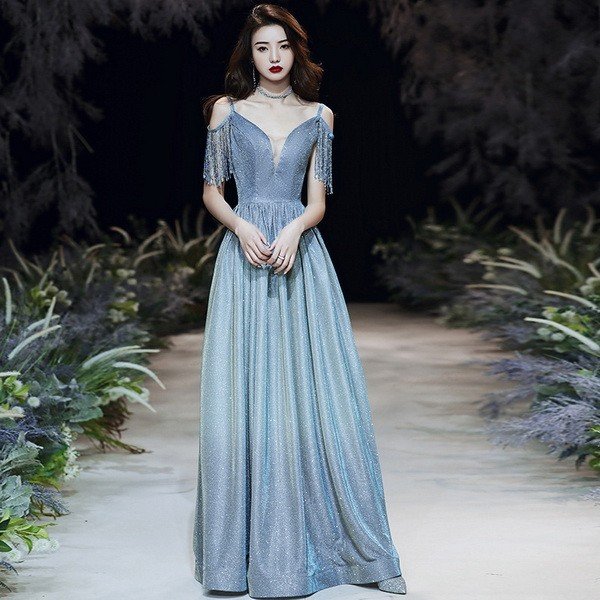 2021春パーティードレス 姫系 ホルターネック セクシーV襟 花嫁ロングドレス お呼ばれ 結婚式