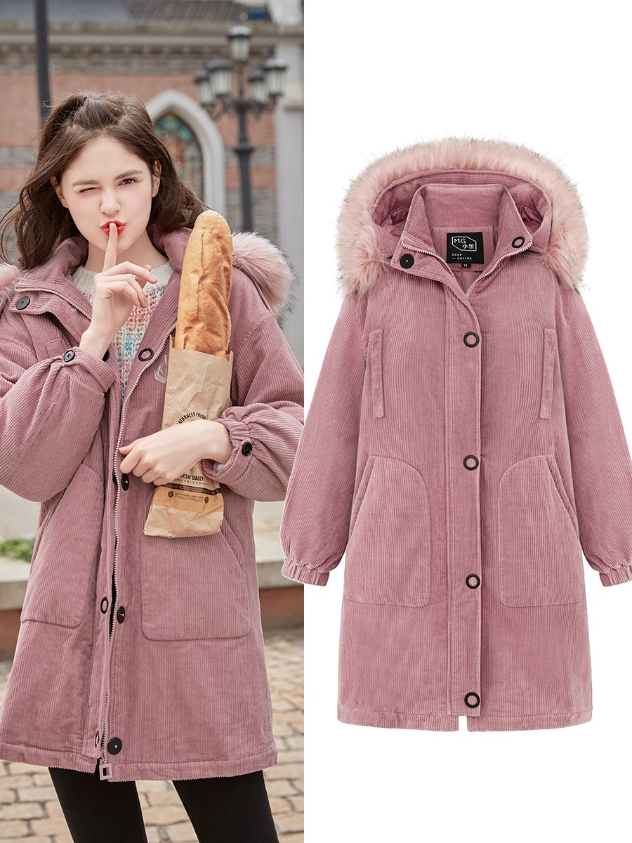 韓国の綿のコートの長いセクションでコーデュロイ綿の服の女性の冬2018新しい緩いレトロな小さな綿のジャケット