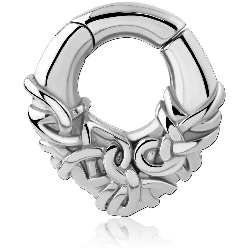 ボディピアス タングルドクリッカー ステンレス ゲージ6G 紐を巻きつけた風 装着簡単 ワンタッチ SUS316L ヒンジ付 ラージホール 太い 耳 軟骨 鼻 乳首 重い bc327xxxxxxxx