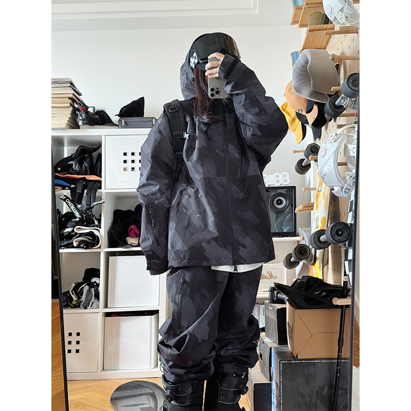 2024新作 スノーボードウェア 上下セット メンズ レディース ホワイト 撥水/防風/保温 男女通用 スキーウェア