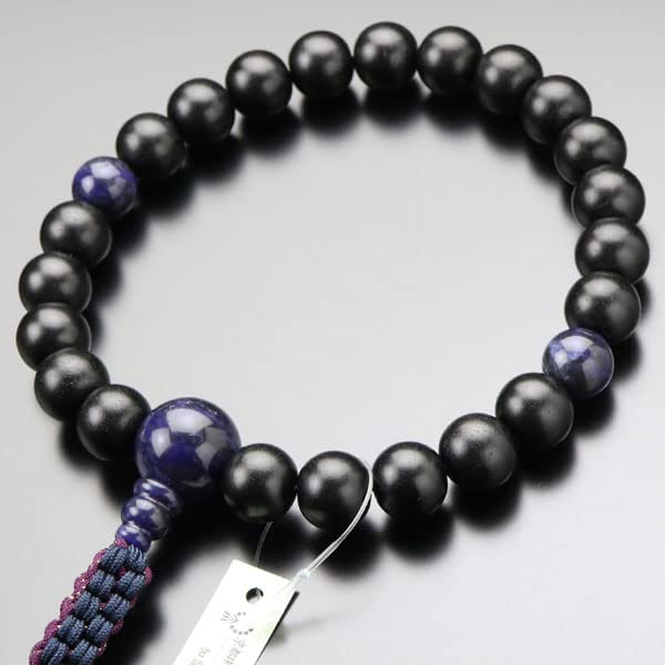 念珠ドットコム 浄土真宗 数珠 男性用 22玉 黒檀（艶消し） ソーダライト 紐房【本式数珠 京念珠 京都 真宗 門徒 法事 葬儀 葬式 法要 マイ数珠 101220080】【数珠袋プレゼント！】