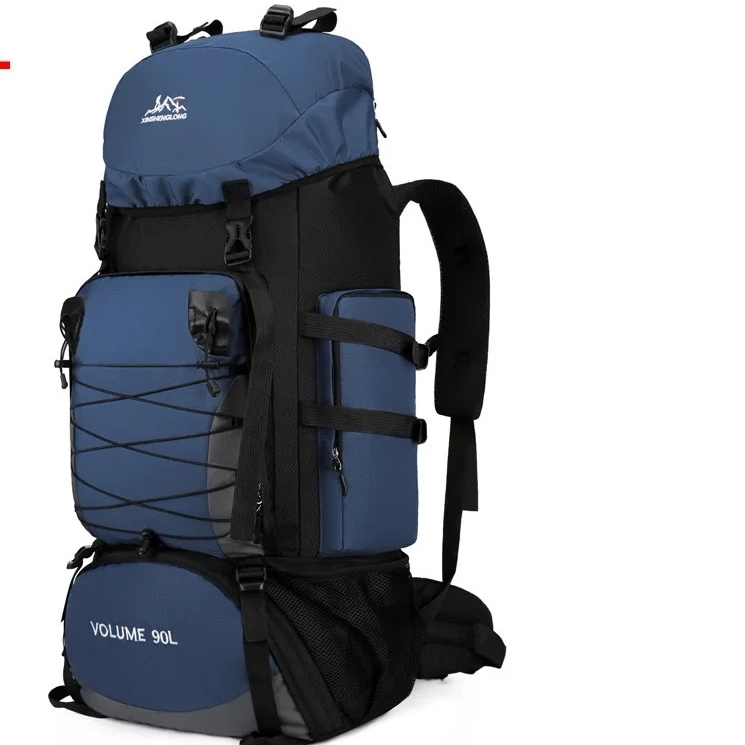 90L 大容量 バックパック 登山リュック アウトドア キャンプ ハイキング 防水 ユニセックス ダークブルー