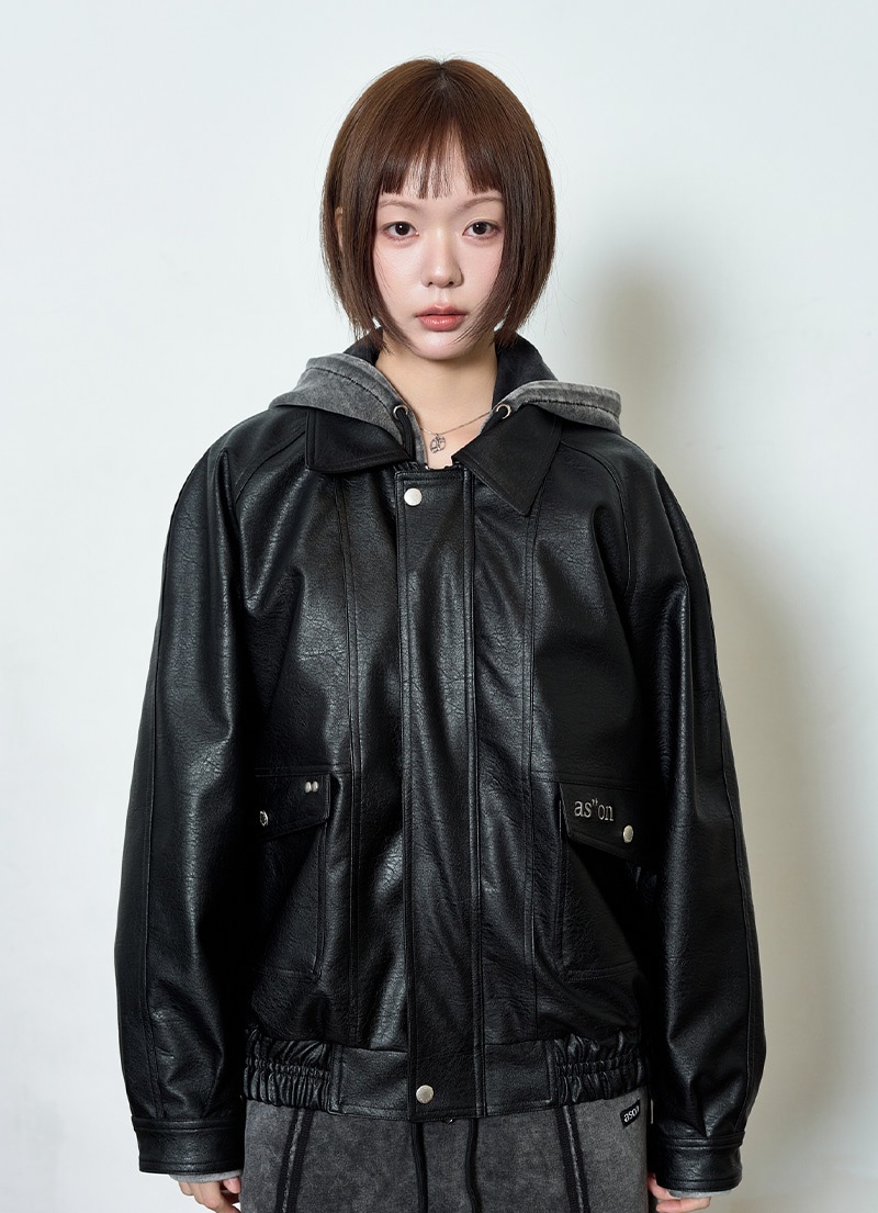 【AS"ON】 RILT LEATHER JACKET / BLACK 正規品