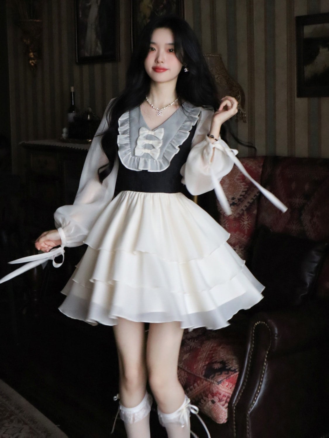 ロリータ コスプレ 新作 ロリータ ワンピース 可愛らしい シフォン ワンピース
