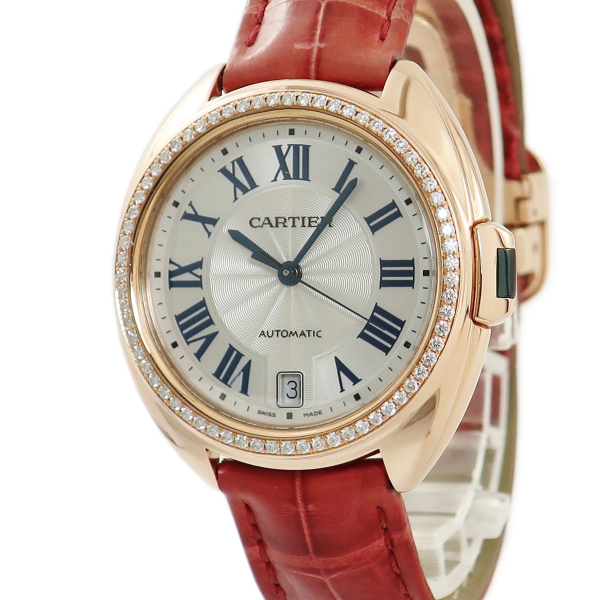 クレ ドゥ カルティエ WJCL0013 自動巻き レディース K18PG無垢 純正ダイヤ ローマン 青針 3年保証