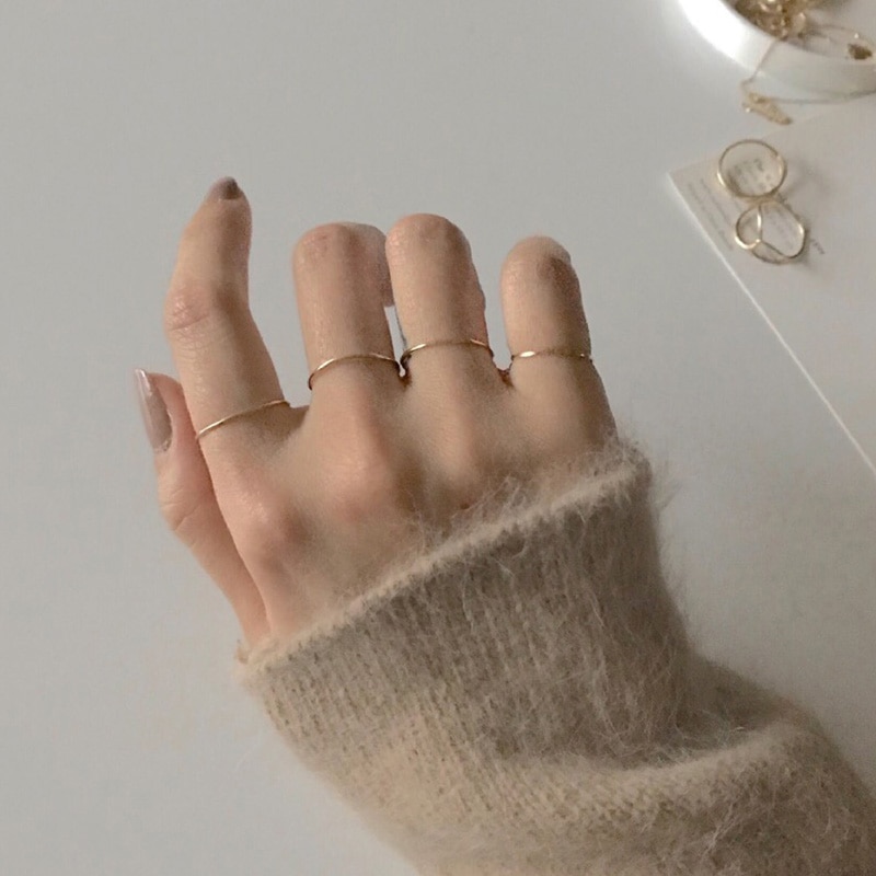 14kゴールド無地リング デイリーアクセサリー 韓国女性アクセサリー韓国ジュエリー 韓国の人気ブランド