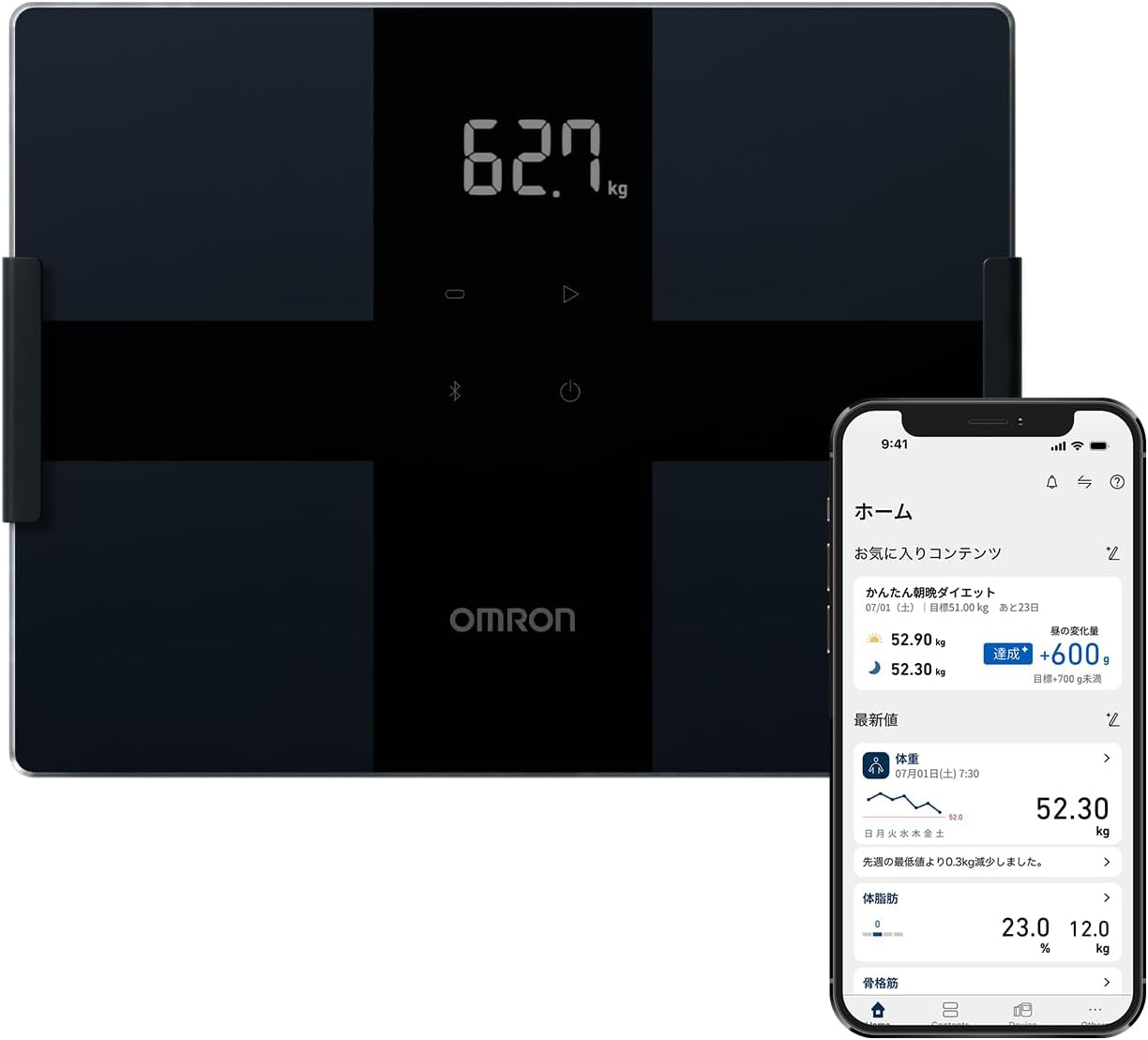 体重 体組成計 ブラック KRD-503T-BK スマホ連動 データ自動転送 自動認識 乗るだけで測定開始 内臓脂肪レベル 体脂肪率 BMI 骨格筋率