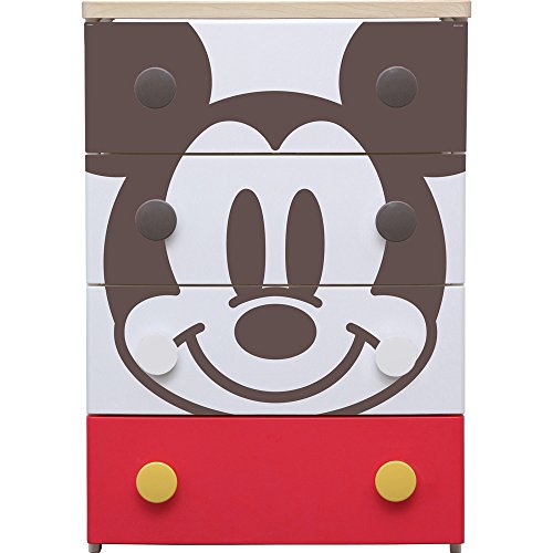 色：1)ミッキー(フェイス) アイリスオーヤマ チェスト 4段 木天板 ディズニー ミッキー フェイ