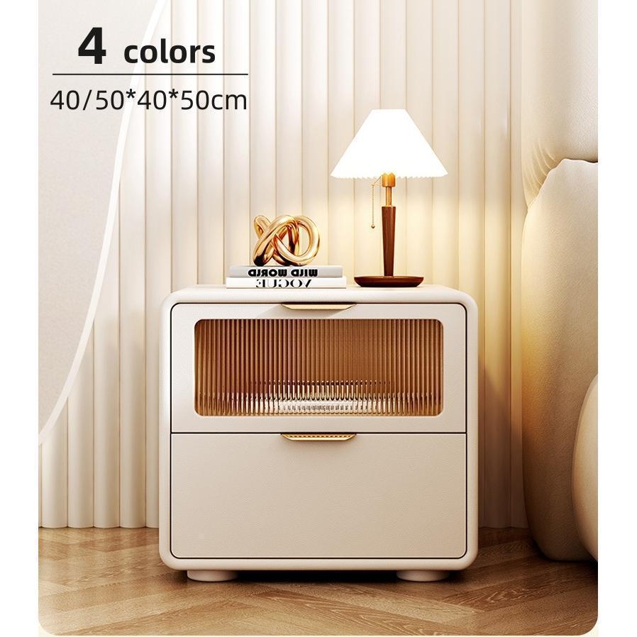 ナイトテーブル サイドテーブル アクリル 収納 ベッド横 ソファー横 おしゃれ 北欧 コンパクトサイズ ホワイト 2段引き出し グラス