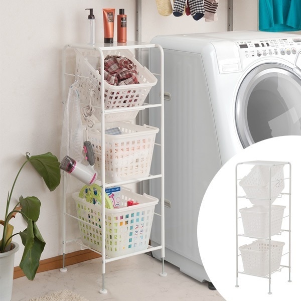 キャスター付き バスケットワゴン 3段 天板付き ランドリーワゴン ランドリーバスケット 洗濯かご 洗濯カゴ キャスター スリム 脱衣かご 洗濯物入れ ランドリーラック 脱衣カゴ 10,213円