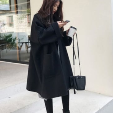 ビッグサイズコート アウター ロング丈 長袖 ボリューム袖 ワイド かわいい 大人可愛い きれいめ