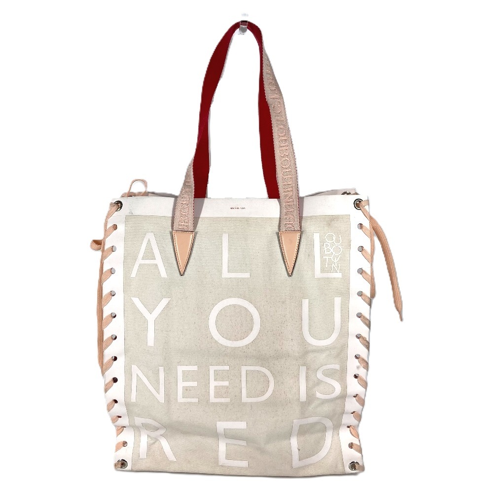 ショルダーバッグ カバレース CABALACE 縦型 トートバッグ カバン シューレース キャンバス/レザー ホワイト