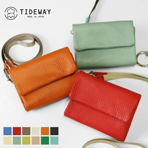 三つ折り財布 本革 日本製 MONTH SMALL WALLET SHOULDER ミニ財布 ストラップ付 誕生月カラー T2842 ブランド [正規取扱店]