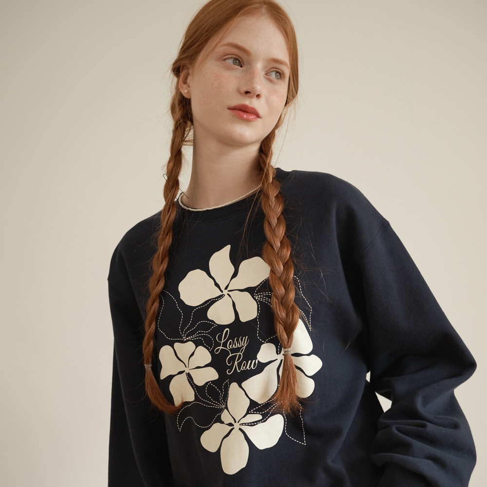Big Flower Sweatshirt Navy
