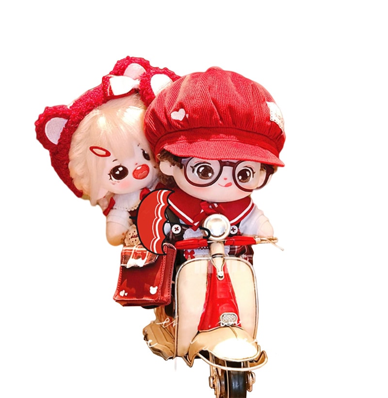 韓国ファッション 20cm15cm ミニ洋服 ぬいぐるみ用服 日常服人形イドル衣装かわいい レッド 日常服人形 アイドル衣装 可愛い セット