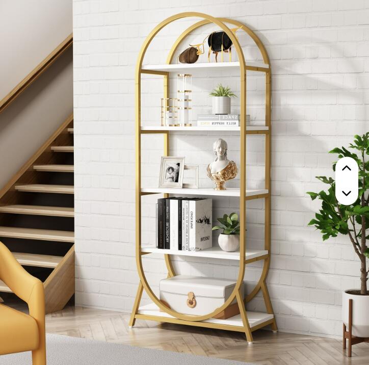背の高アーチ型本棚オフィス用自立型ディスプレイラック棚ユニットモダンホワイトストレージオープン本棚　展示棚 11,100円