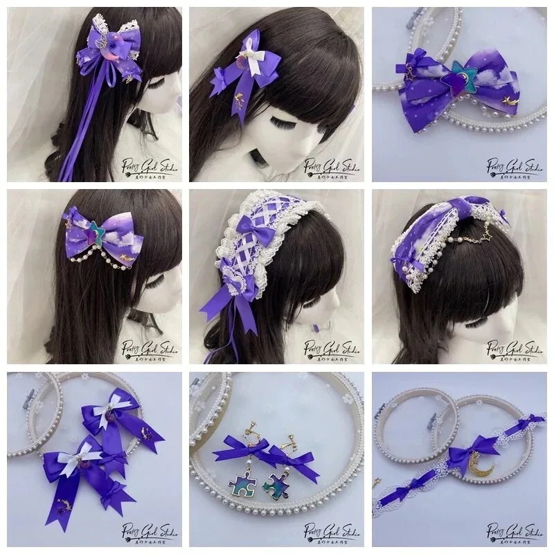 【送料無料】紫のロリータヘアアクセサリーロリータヘアピンKC雲の歌apZiyunリトルホワイトクラウドヘアアクセ-q250327-2585