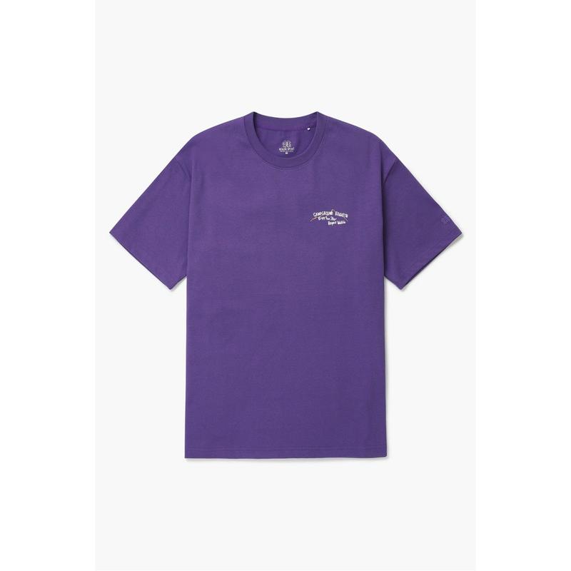 [] 男女共用レタリングラウンドTシャツTLTCM24607PUR