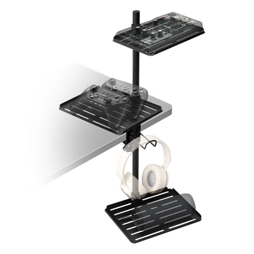Kotesoto オーディオインターフェース スタンド クランプ式 オーディオインターフェース ラック スピーカー台 スタンド 机上ラック スピーカースタンド クランプ 縦に整理 デスク 収納 オーデ