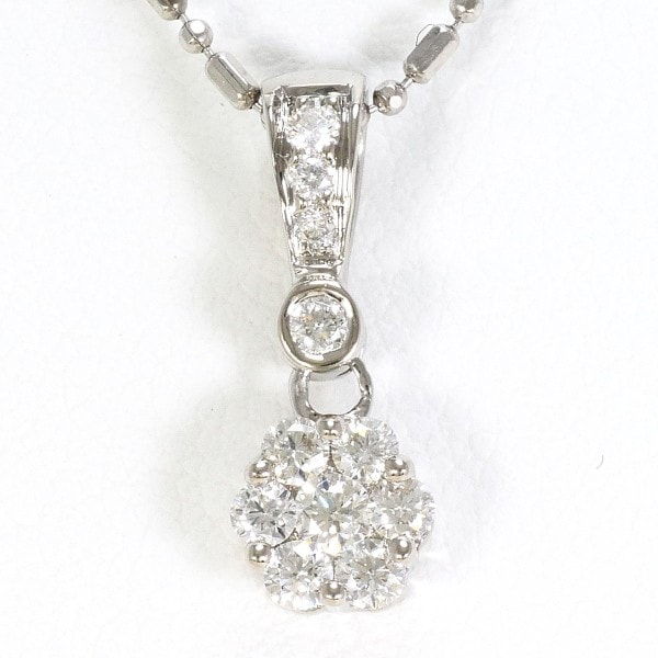 K18 18金 WG ホワイトゴールド ネックレス ダイヤ 0.30 約45cm ジュエリー 中古