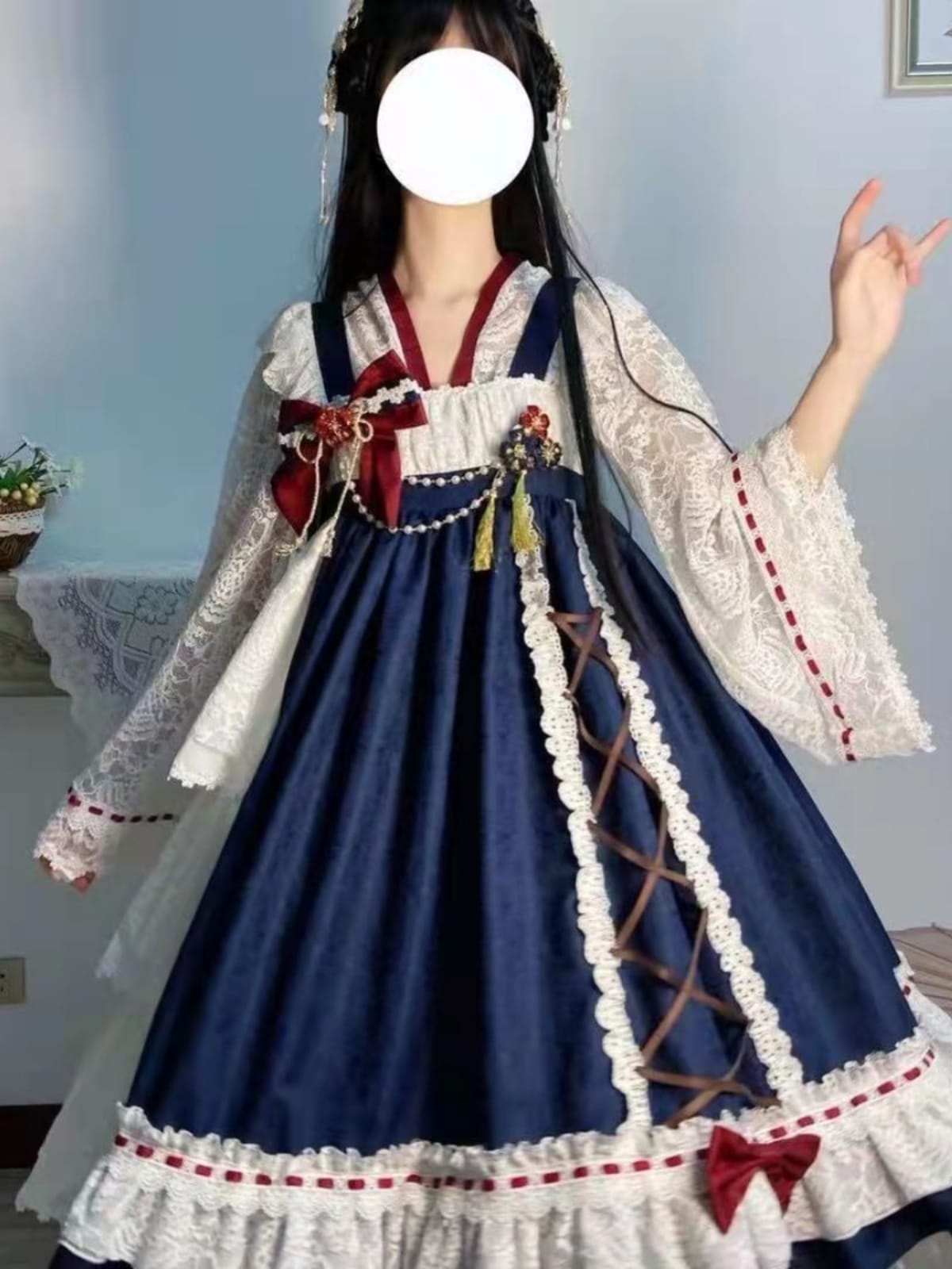 キャミソールワンピースロリータ 白雪姫ロリータと白雪姫の配色スノーグースjsk大きめスカートロリータプリンセスドレス