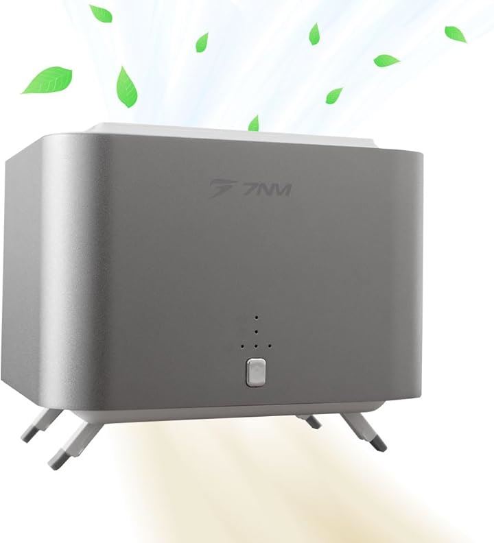 空気清浄脱臭機 小型 光触媒 除菌 軽量 ウィルス抑制 コンパクト 消臭 臭い HEPAフィルター(グレー, 1個)