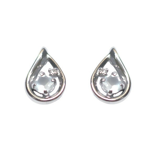 ピアス 6月 誕生石 誕生日 レディース しずくモチーフムーンストーン ダイヤモンド K10ホワイトゴールド