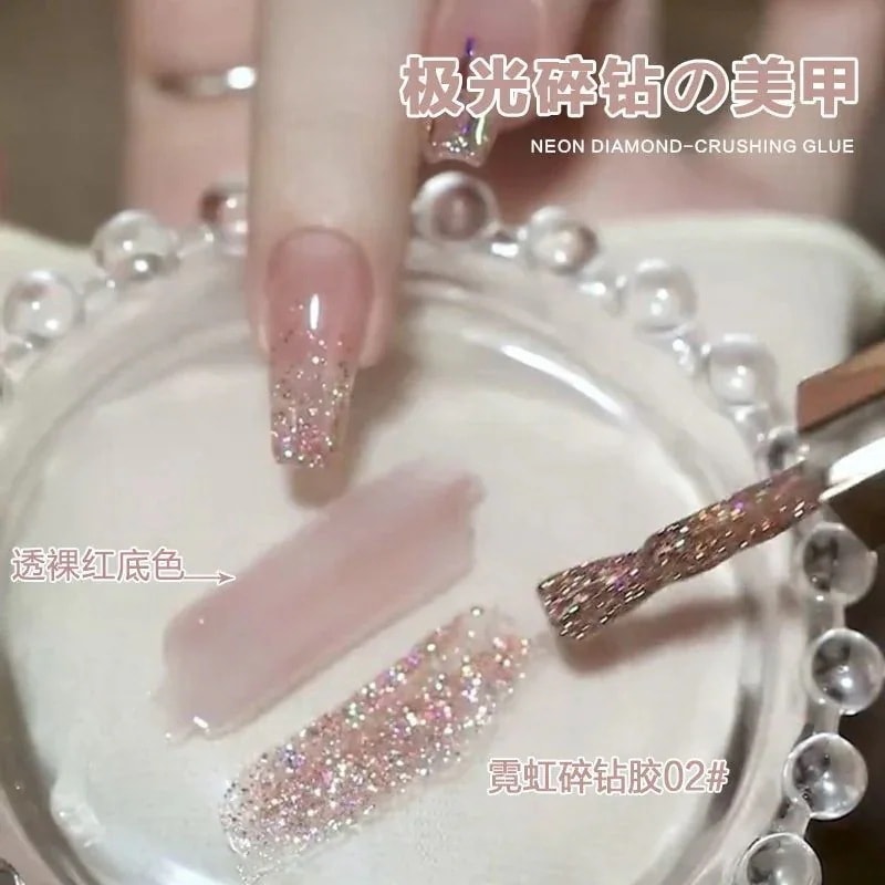 【10個セット】8ml ネオン フラッシュ ブロークン ダイヤモンド ライト ネイル ポリッシュ ジェル 25 リフレクティブ ブライト カラフル ネイルサロン スペシャル