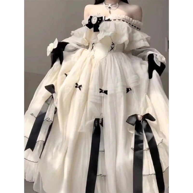 エレガントで甘い女性丈夫なロリータドレス女性用の美しいロリータプリンセスドレス
