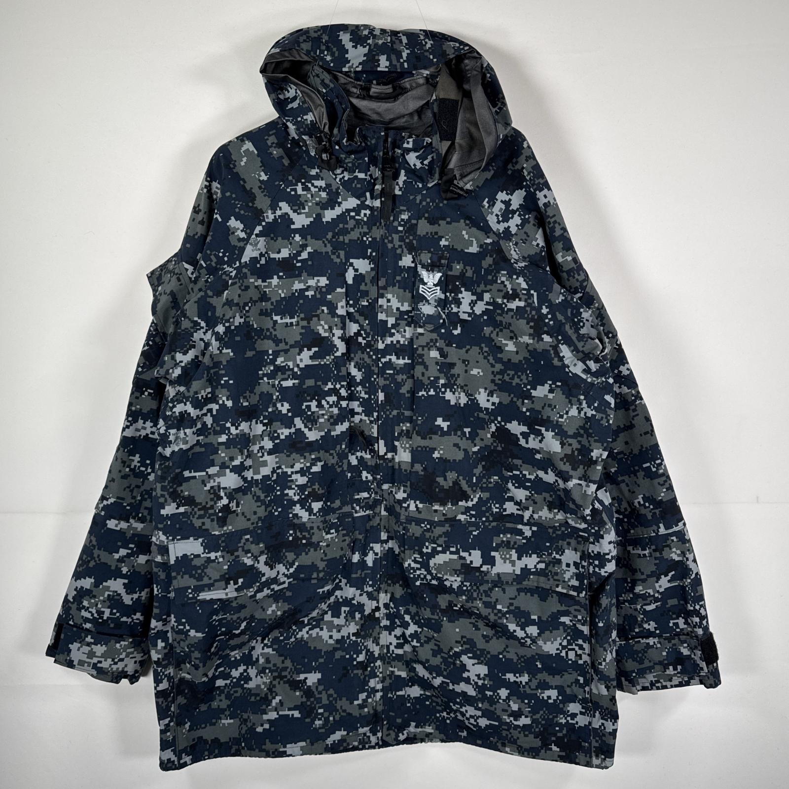 古着 ミリタリージャケット ECWCS GORE-TEX デジカモ ゴアテックスパーカー 米軍 実物 ナイロンジャケット large long ネイビー メンズ