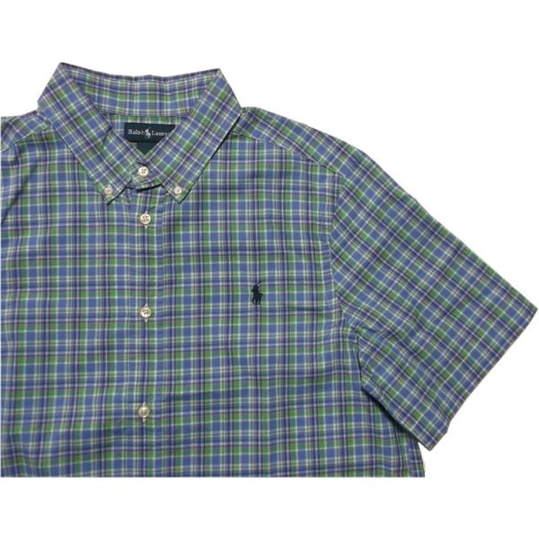 ボーイズサイズ 半袖 ボタンダウンシャツ ブルー boys PR2-115