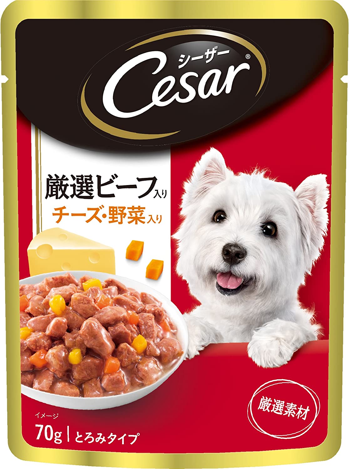 訳あり 成犬用 パウチ シーザー 厳選ビーフ入り [ドッグ (まとめ買い) 70g16個 チーズ野菜入り ドッグフード -  flaviogimenis.com.br