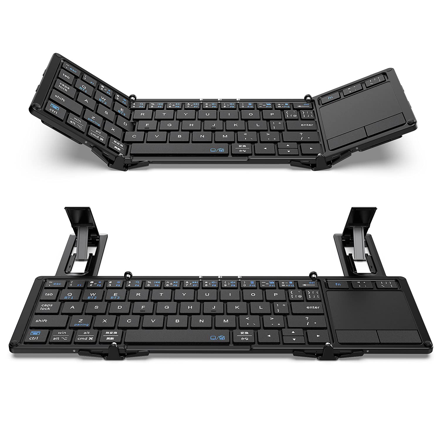 iClever キーボード 折り畳み Bluetooth タッチパッド搭載 スタンド一体式 3つデバイス同時切替可能 ミニキーボード アルミ Windows Android iOS Mac 対応 IC