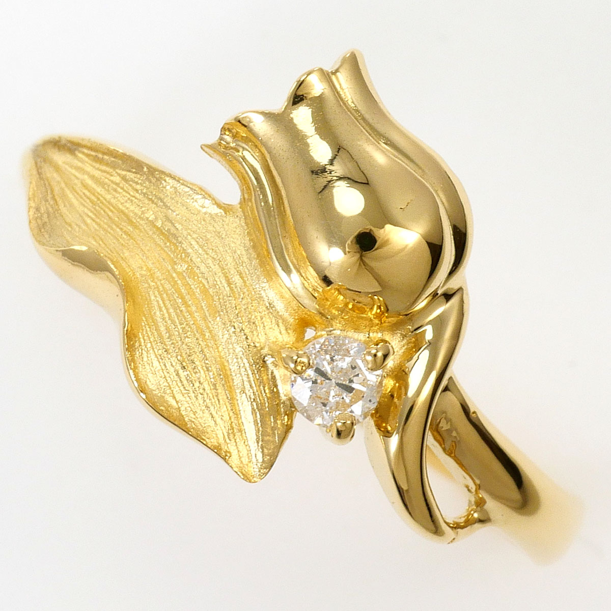 K18 18金 YG イエローゴールド リング・指輪 12号 ダイヤモンド 0.06ct 総重量約2.7g ジュエリー 中古