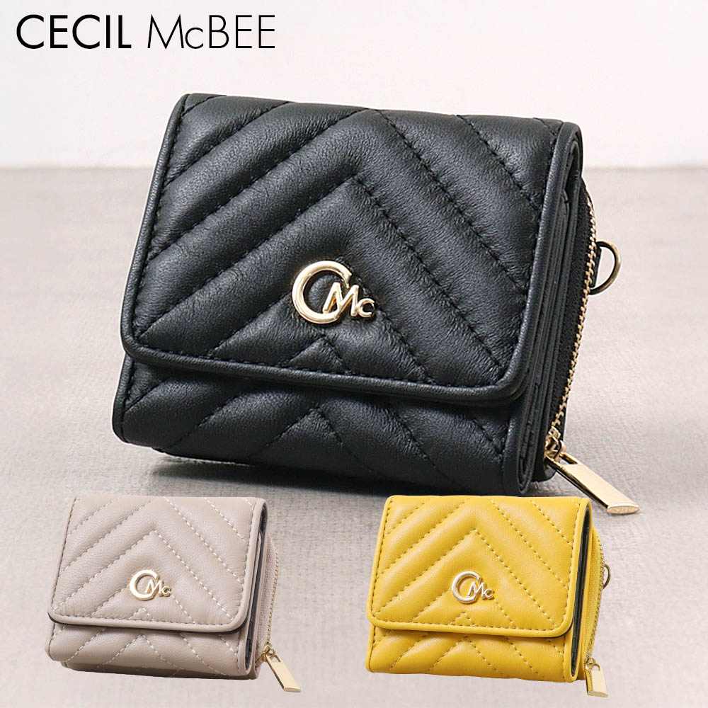セシルマクビー CECIL McBEE 財布 三つ折り財布 レディース キルティング 羊革 ラムレザー CM122093