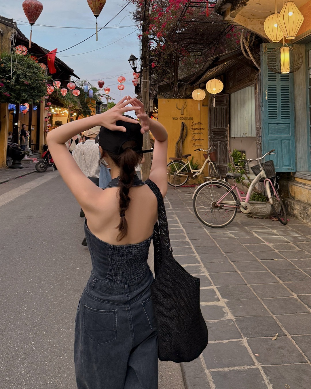 レクホルターデニムジャンプスーツ韓国ファッション レディース