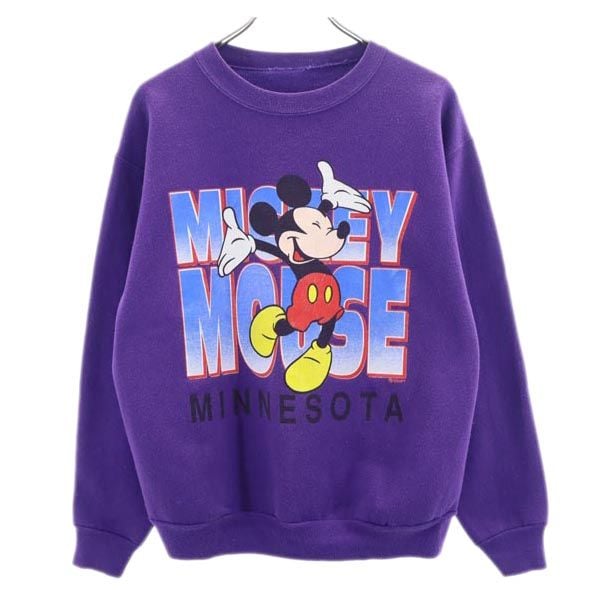 オールド 90s ミッキーマウス 長袖 スウェット トレーナー 紫系 OLD 裏起毛 メンズ